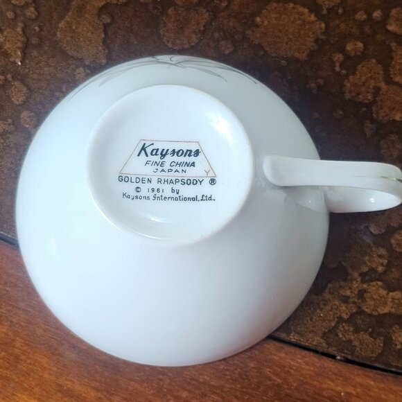 Kaysons Fine China Golden Rhapsody Tea Cup Saucer Set Vintage 1961 Floral Design - Picture 4 of 10